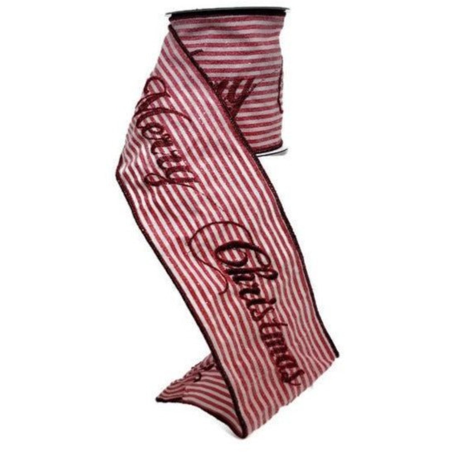 Shop For 4" Frosted Stripe Merry Christmas Ribbon (5 Yards) at Michelle's aDOORable Creations