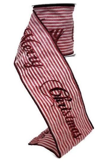 Shop For 4" Frosted Stripe Merry Christmas Ribbon (5 Yards) at Michelle's aDOORable Creations