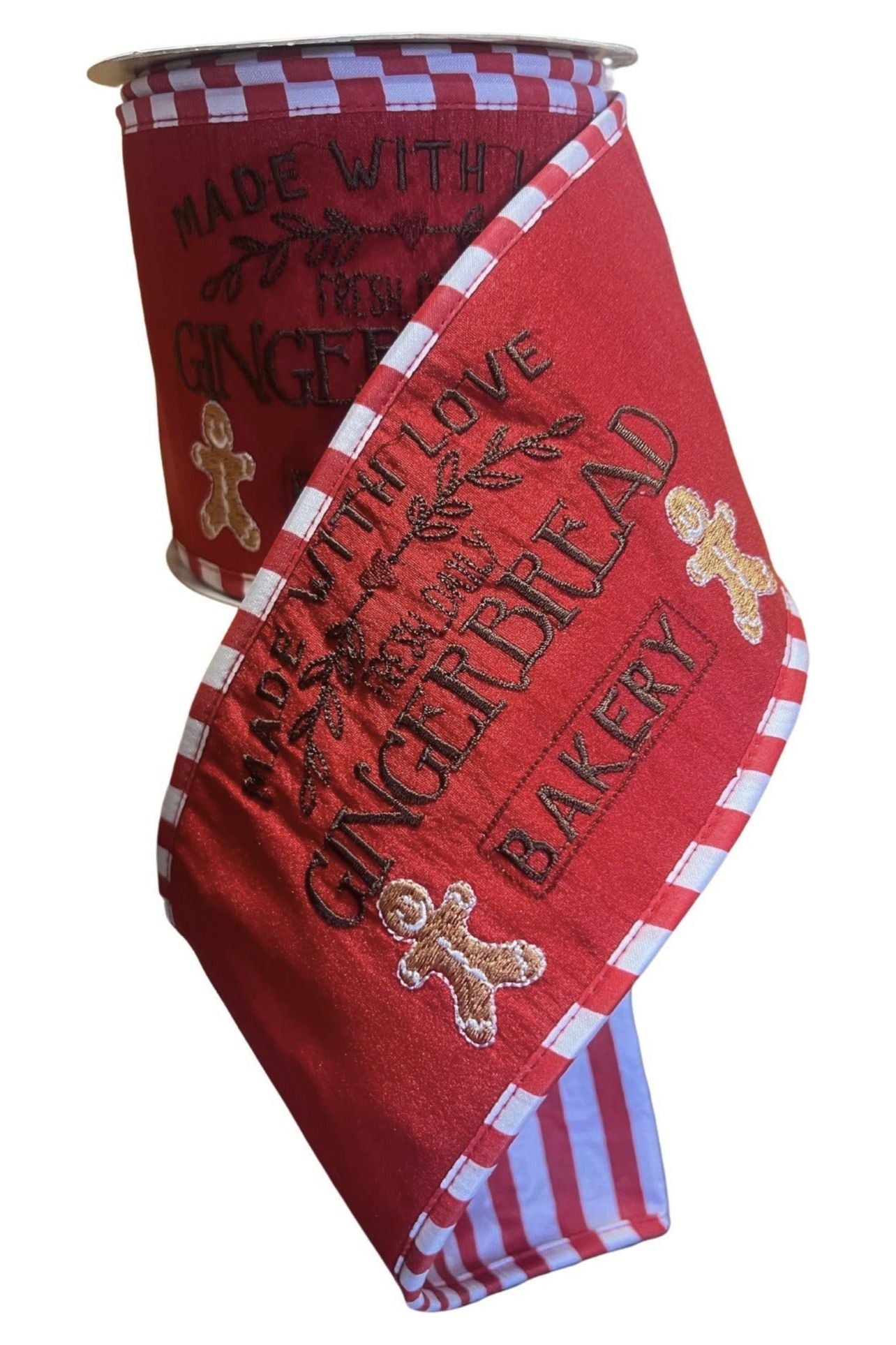 Shop For 4" Gingerbread Bakery Ribbon: Red (10 Yards) at Michelle's aDOORable Creations