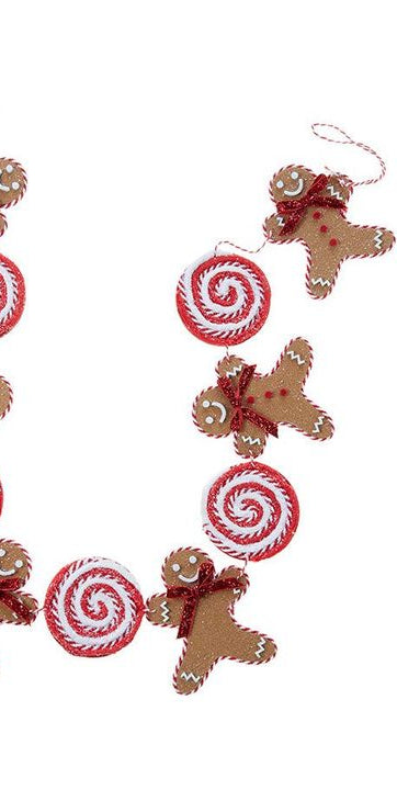 4' Gingerbread Men & Lollipop Garland - Michelle's aDOORable Creations - Garland