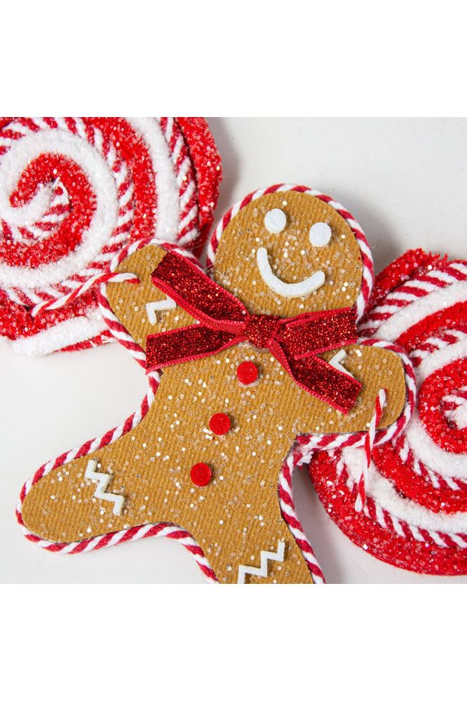 4' Gingerbread Men & Lollipop Garland - Michelle's aDOORable Creations - Garland
