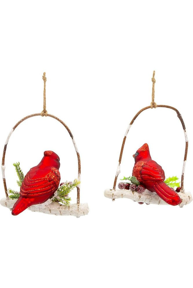 Shop For 4" Glass Birch Berries Cardinal On Branch Ornament T3401