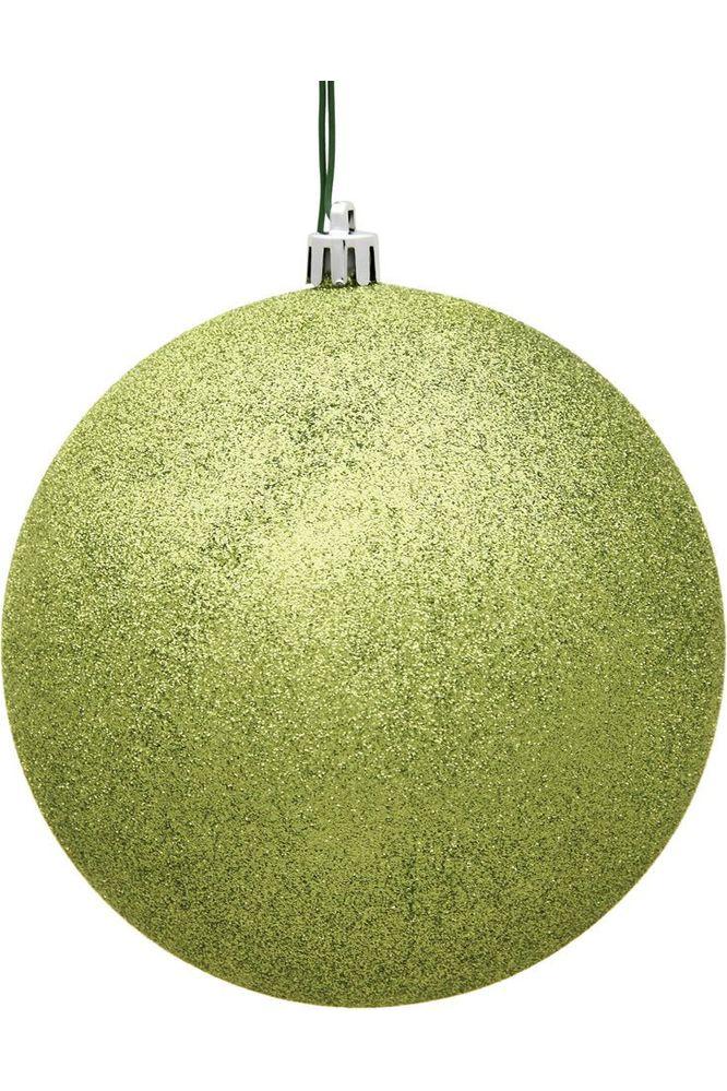 4" Glitter Lime Green Ball Christmas Tree Ornament (6 pack) - Michelle's aDOORable Creations - Holiday Ornaments