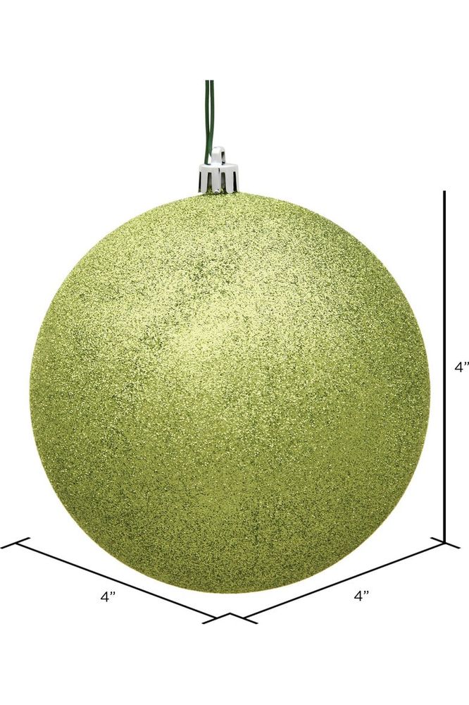 4" Glitter Lime Green Ball Christmas Tree Ornament (6 pack) - Michelle's aDOORable Creations - Holiday Ornaments