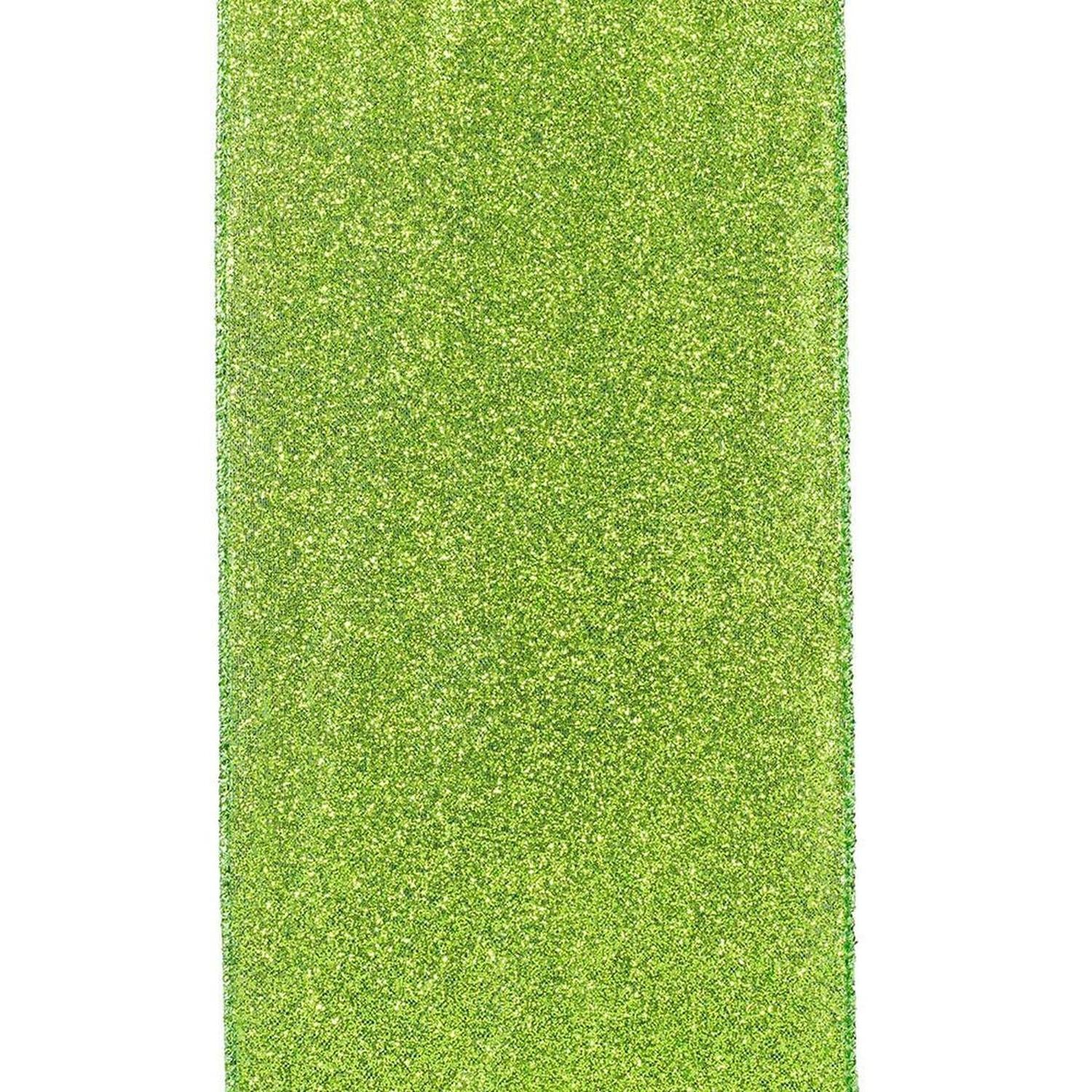 Shop For 4" Glitter Metallic Shiny Back Ribbon: Lime Green (10 Yards) at Michelle's aDOORable Creations