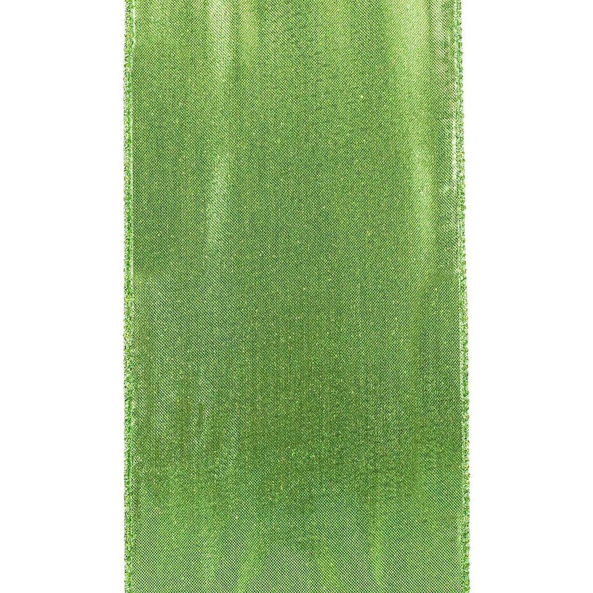 Shop For 4" Glitter Metallic Shiny Back Ribbon: Lime Green (10 Yards) at Michelle's aDOORable Creations