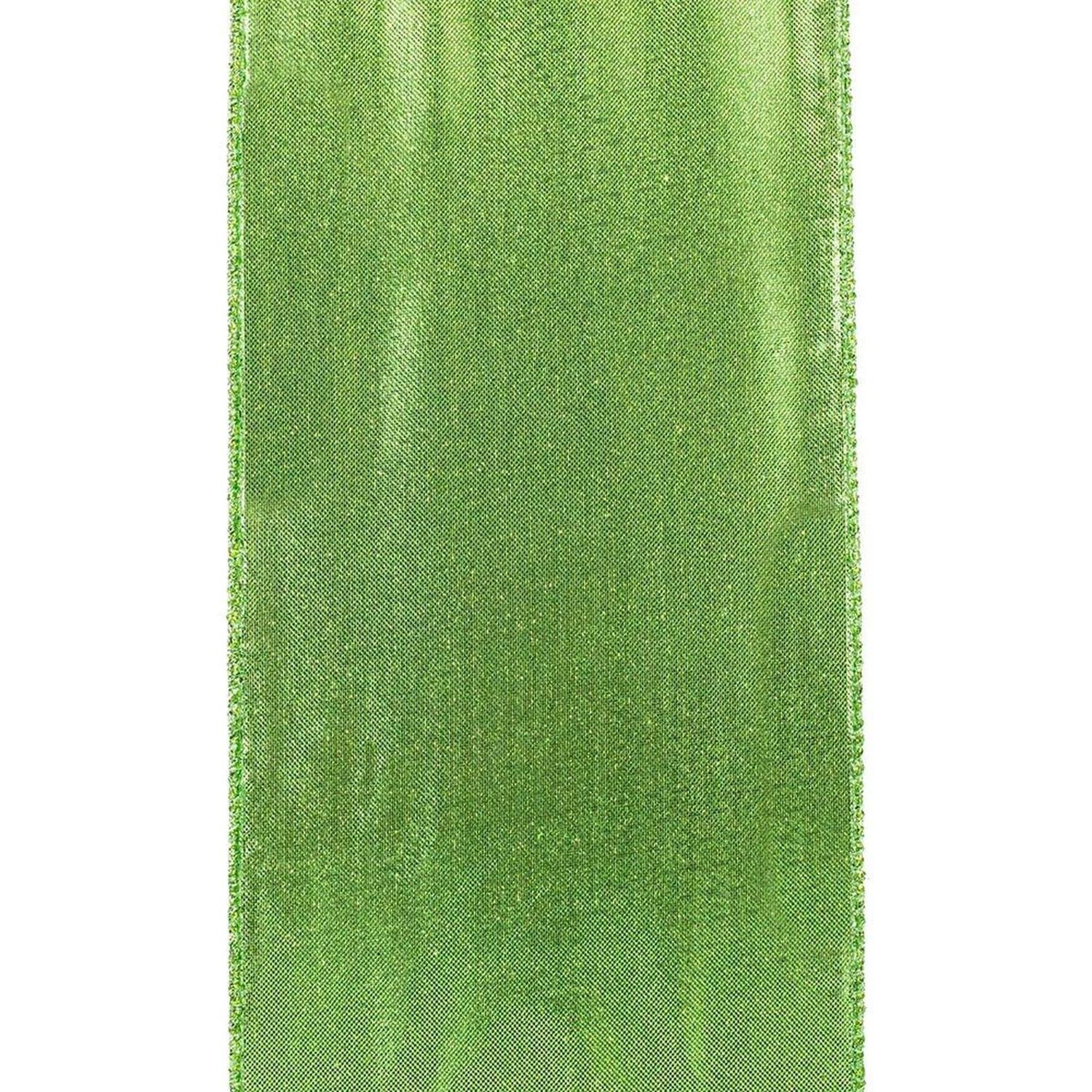 Shop For 4" Glitter Metallic Shiny Back Ribbon: Lime Green (10 Yards) at Michelle's aDOORable Creations