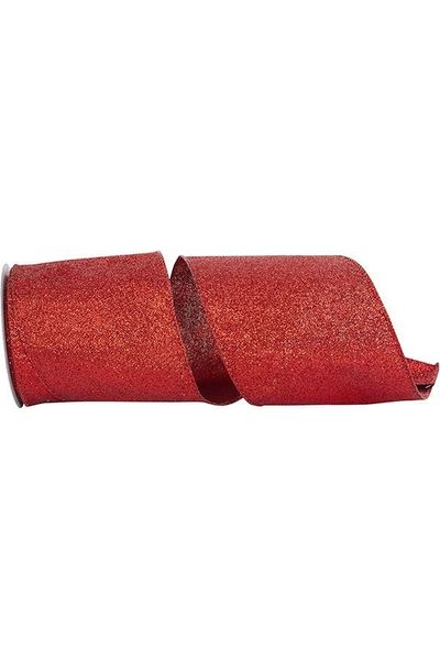 4" Glitter Metallic Shiny Back Ribbon: Red (10 Yards) - Michelle's aDOORable Creations - Wired Edge Ribbon