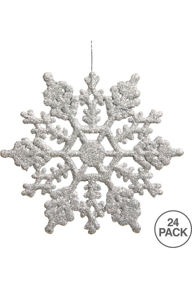 Shop For 4" Glitter Snowflake Ornament: Silver (Box of 24) M101407