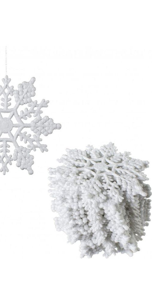 4" Glitter Snowflake Ornament: Silver (Box of 24) - Michelle's aDOORable Creations - Holiday Ornaments