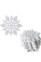 4" Glitter Snowflake Ornament: White (Box of 24) - Michelle's aDOORable Creations - Holiday Ornaments