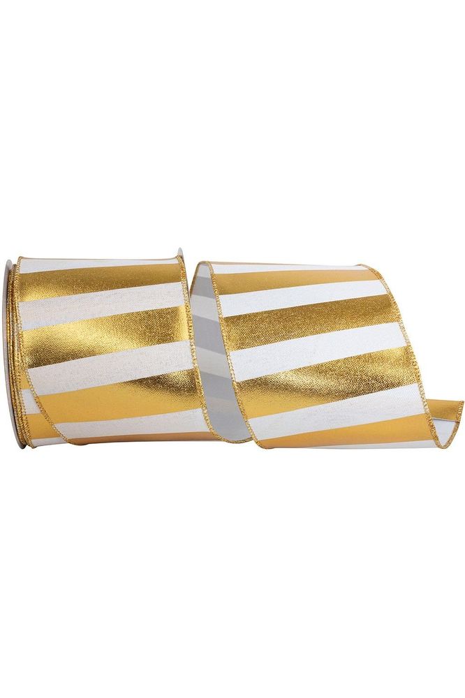 4" Gold Bar Metallic Linen Ribbon: Gold (10 Yards) - Michelle's aDOORable Creations - Wired Edge Ribbon