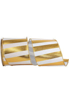 4" Gold Bar Metallic Linen Ribbon: Gold (10 Yards) - Michelle's aDOORable Creations - Wired Edge Ribbon