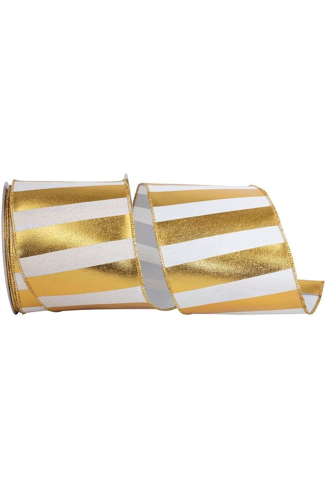 Shop For 4" Gold Bar Metallic Linen Ribbon: Gold (10 Yards) at Michelle's aDOORable Creations