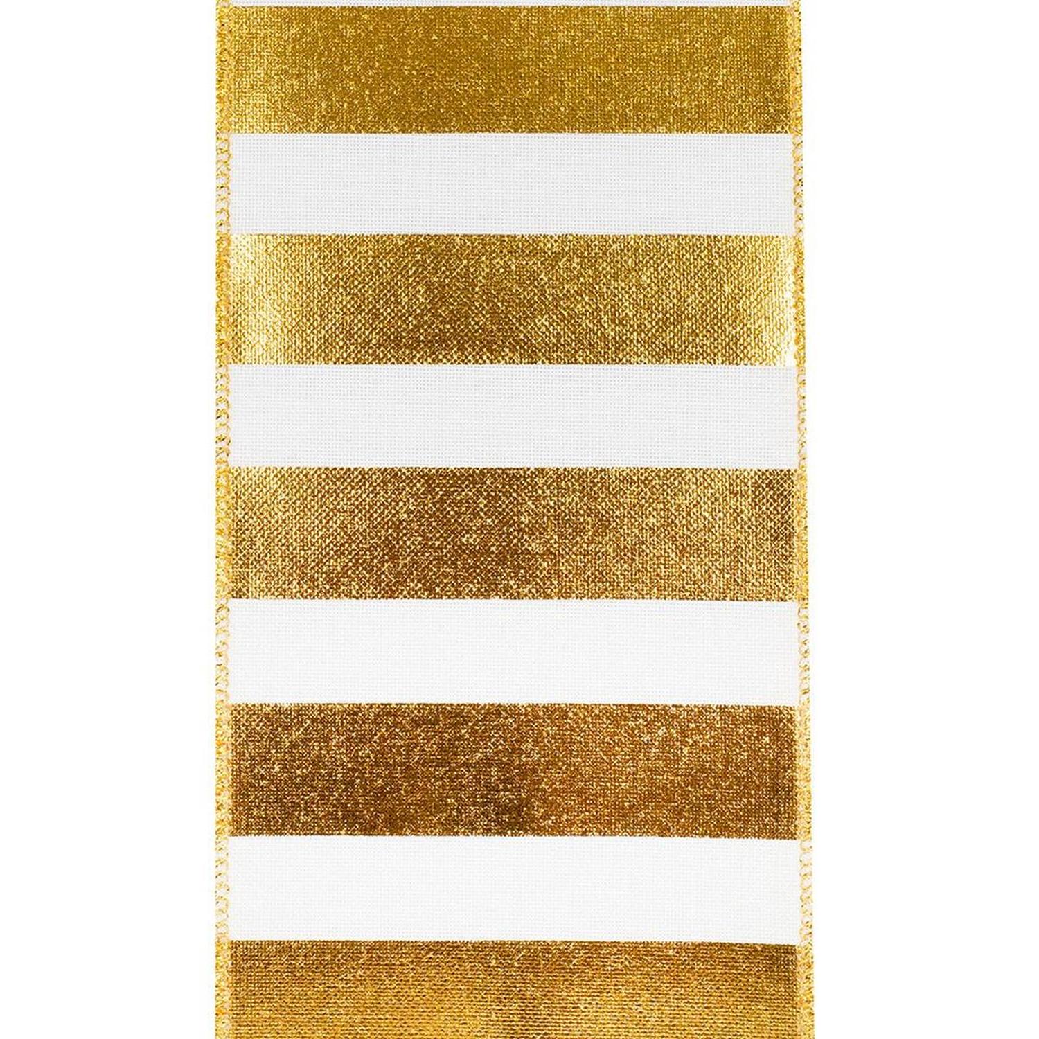 4" Gold Bar Metallic Linen Ribbon: Gold (10 Yards)