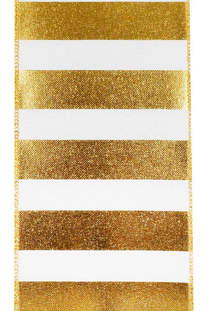 Shop For 4" Gold Bar Metallic Linen Ribbon: Gold (10 Yards) at Michelle's aDOORable Creations