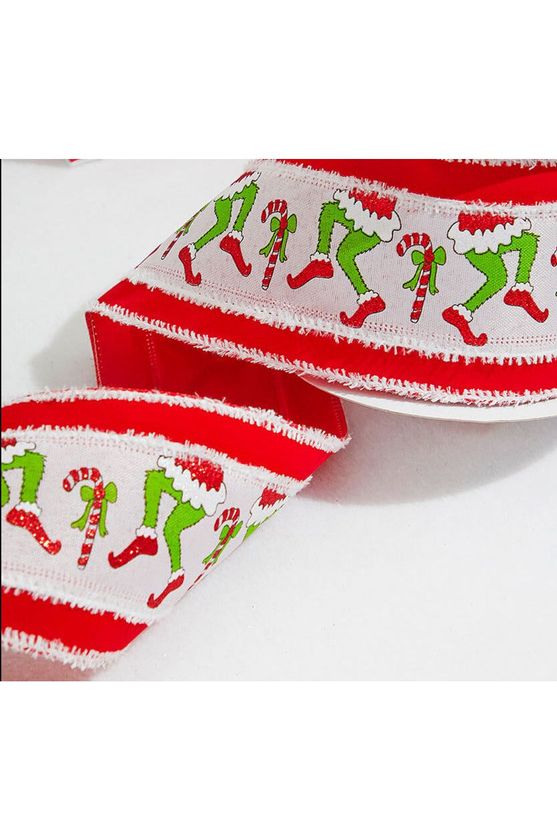 4" Green Monster Legs Drift Ribbon: Red (10 Yards) - Michelle's aDOORable Creations - Wired Edge Ribbon