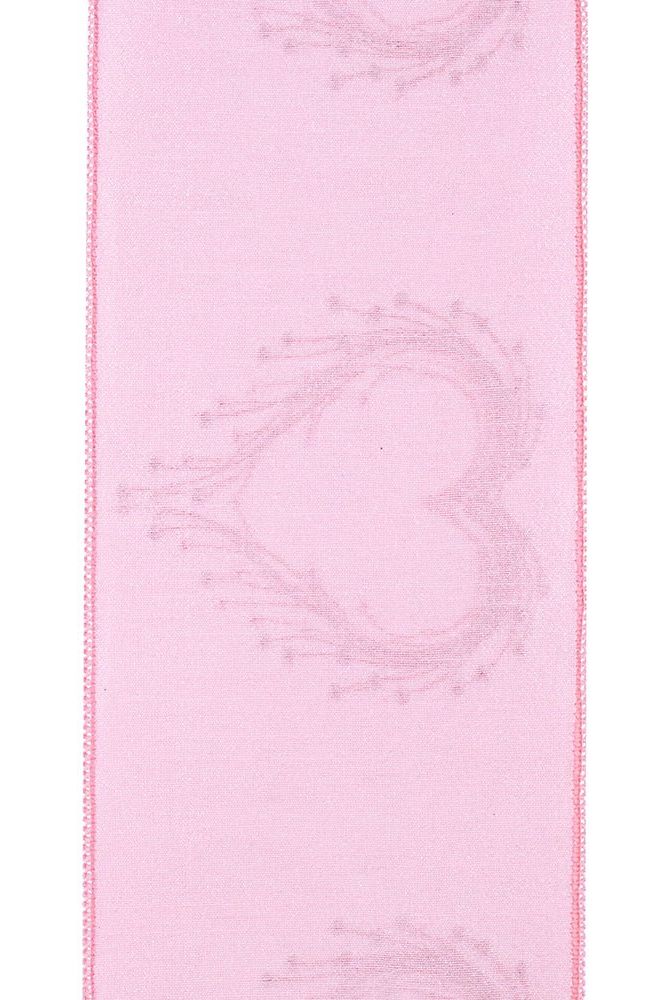 Shop For 4" Heart Embroidery Dupioni Ribbon: Pink (10 Yards) at Michelle's aDOORable Creations