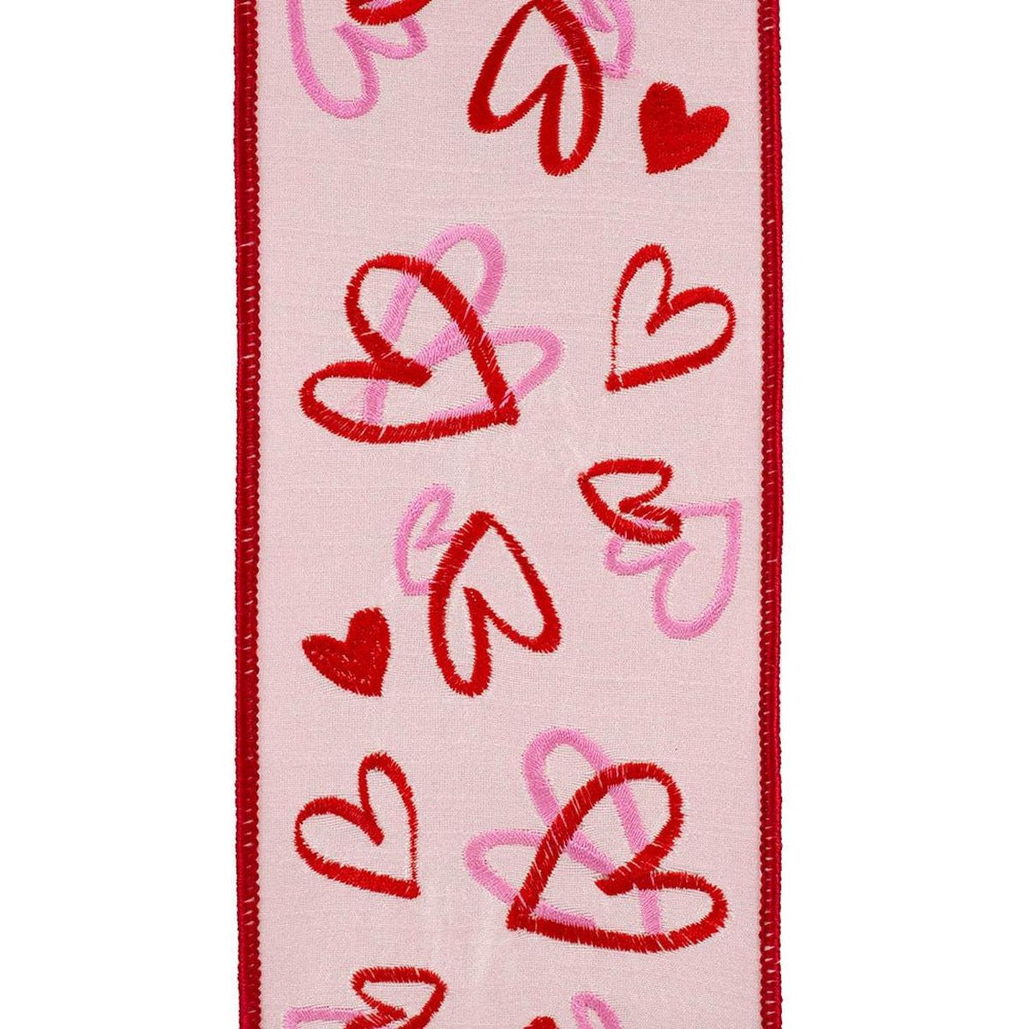 4" Hearts Tangle Dupioni Ribbon: Pink (5 Yards)