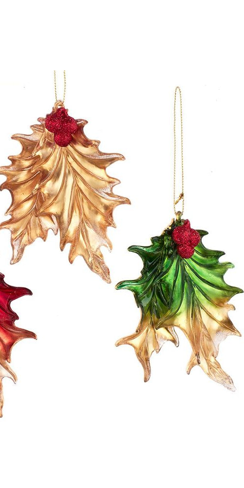 4" Holly Leaf Ornament - Michelle's aDOORable Creations - Holiday Ornaments
