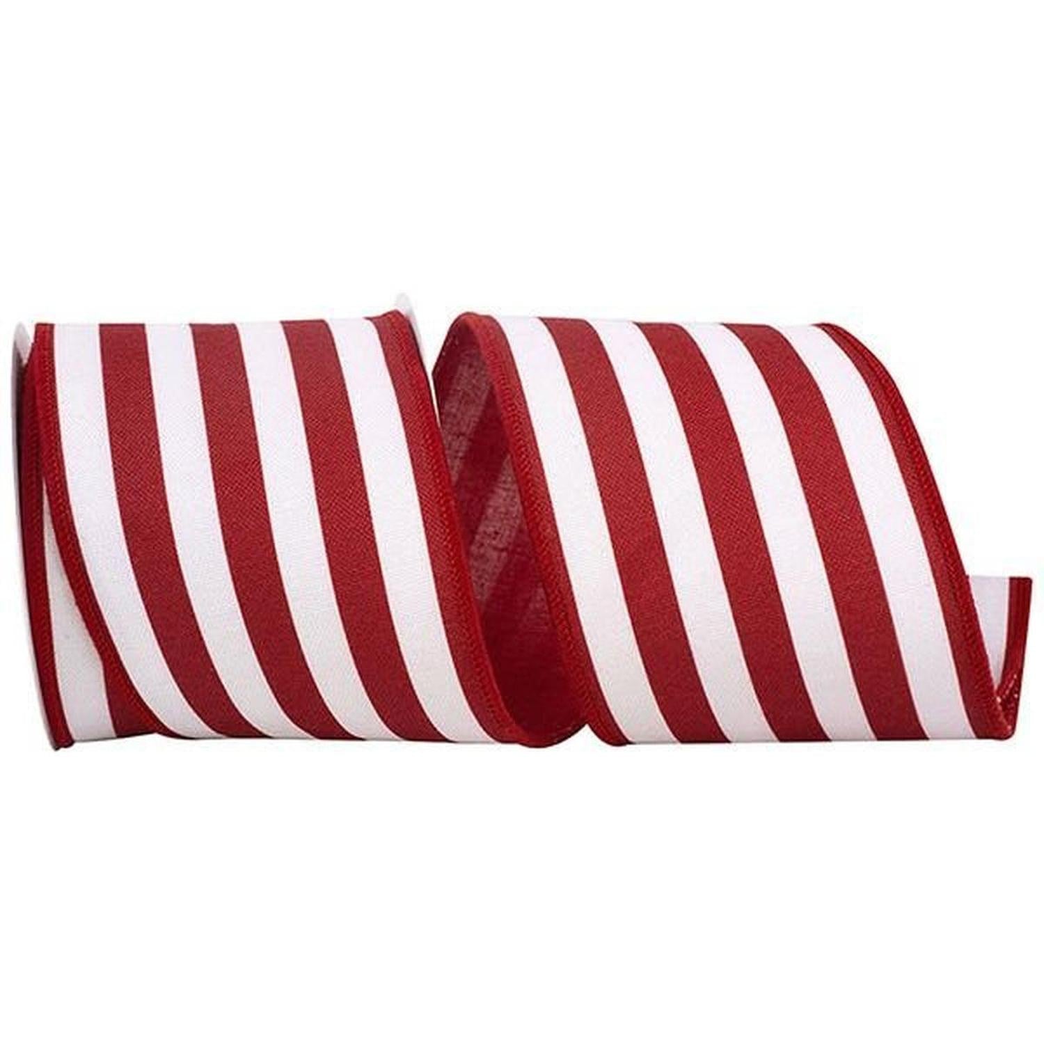 4" Horizontal Striped Canvas Ribbon: Red (5 Yards)