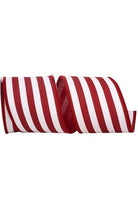4" Horizontal Striped Canvas Ribbon: Red (5 Yards) - Michelle's aDOORable Creations - Wired Edge Ribbon