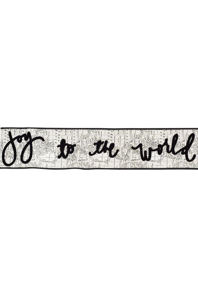 Shop For 4" Joy To The World Canvas Ribbon: White/Black (5 Yards) at Michelle's aDOORable Creations