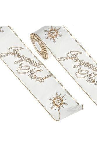Shop For 4" Joyeux Noel Embroidered Ribbon (10 Yards) at Michelle's aDOORable Creations