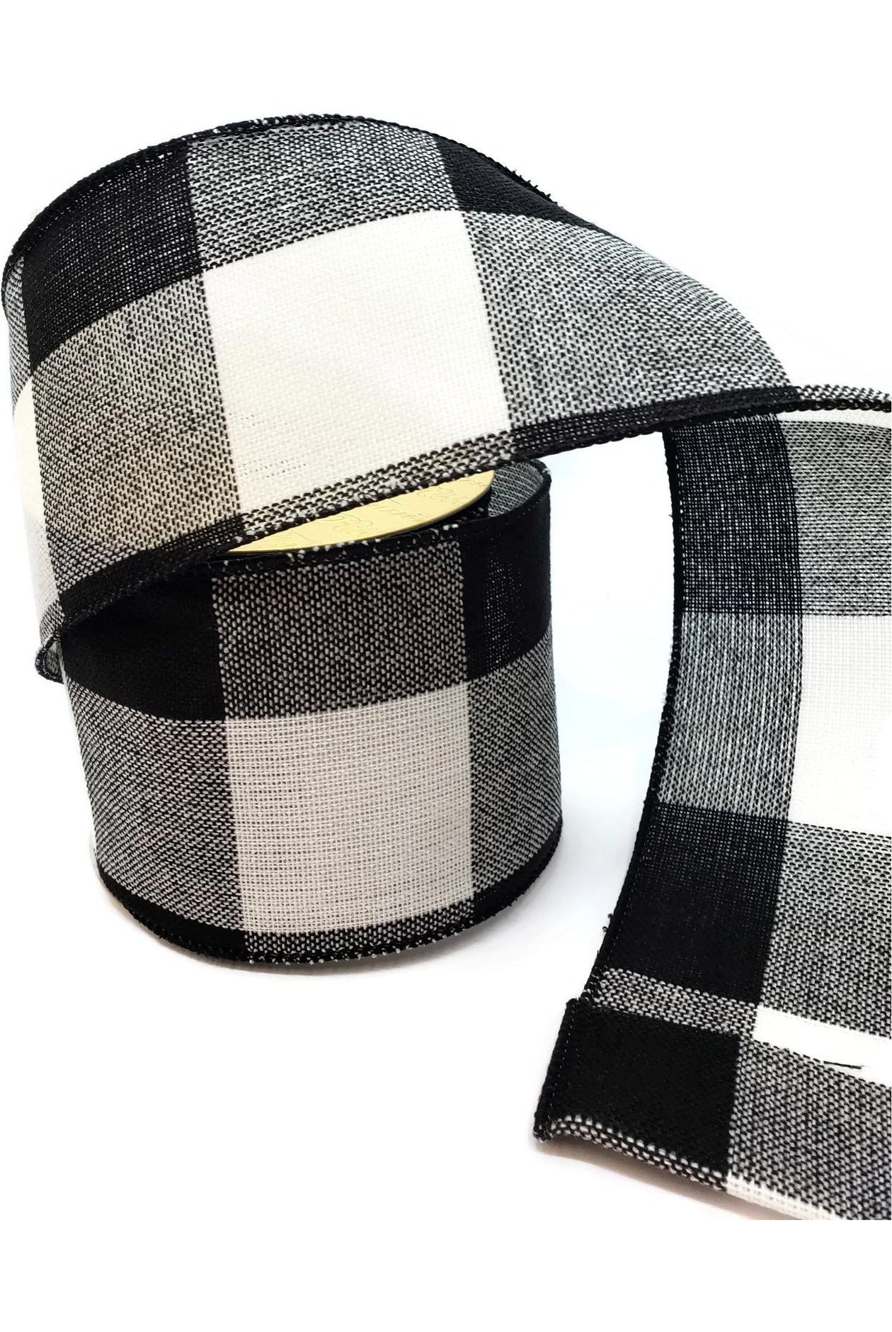 Shop For 4" Linen Checks Ribbon: Black & White (10 Yards) RD855-92