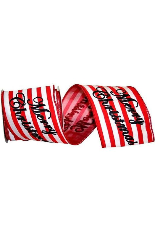 Shop For 4" Merry Christmas Embroidered Striped Ribbon: Red & White (5 Yards) 92951W-695-10D