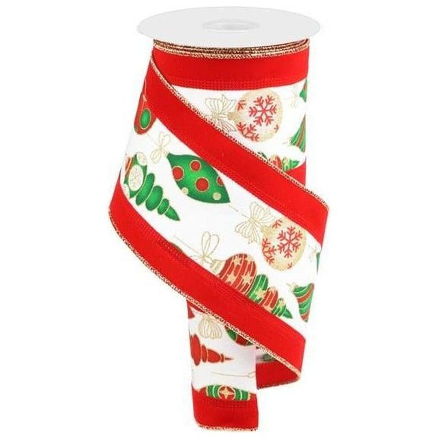 4" Ornaments Velvet Edge Ribbon: White (10 Yards)