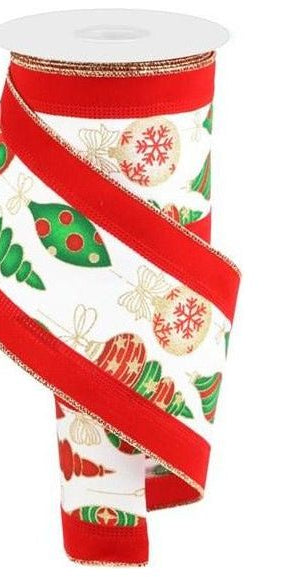 4" Ornaments Velvet Edge Ribbon: White (10 Yards) - Michelle's aDOORable Creations - Wired Edge Ribbon