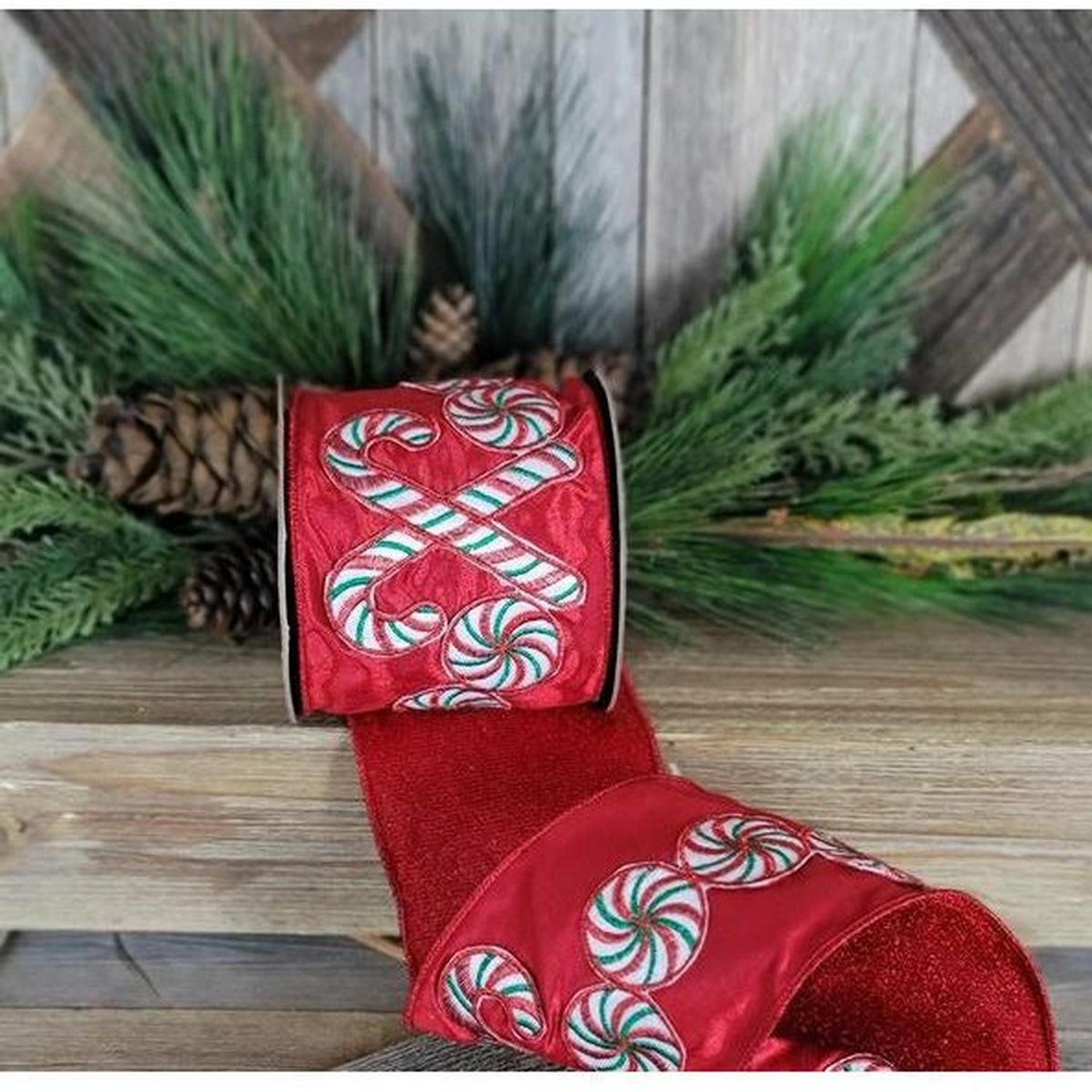 4" Peppermint Candies Disc Ribbon (5 Yards)