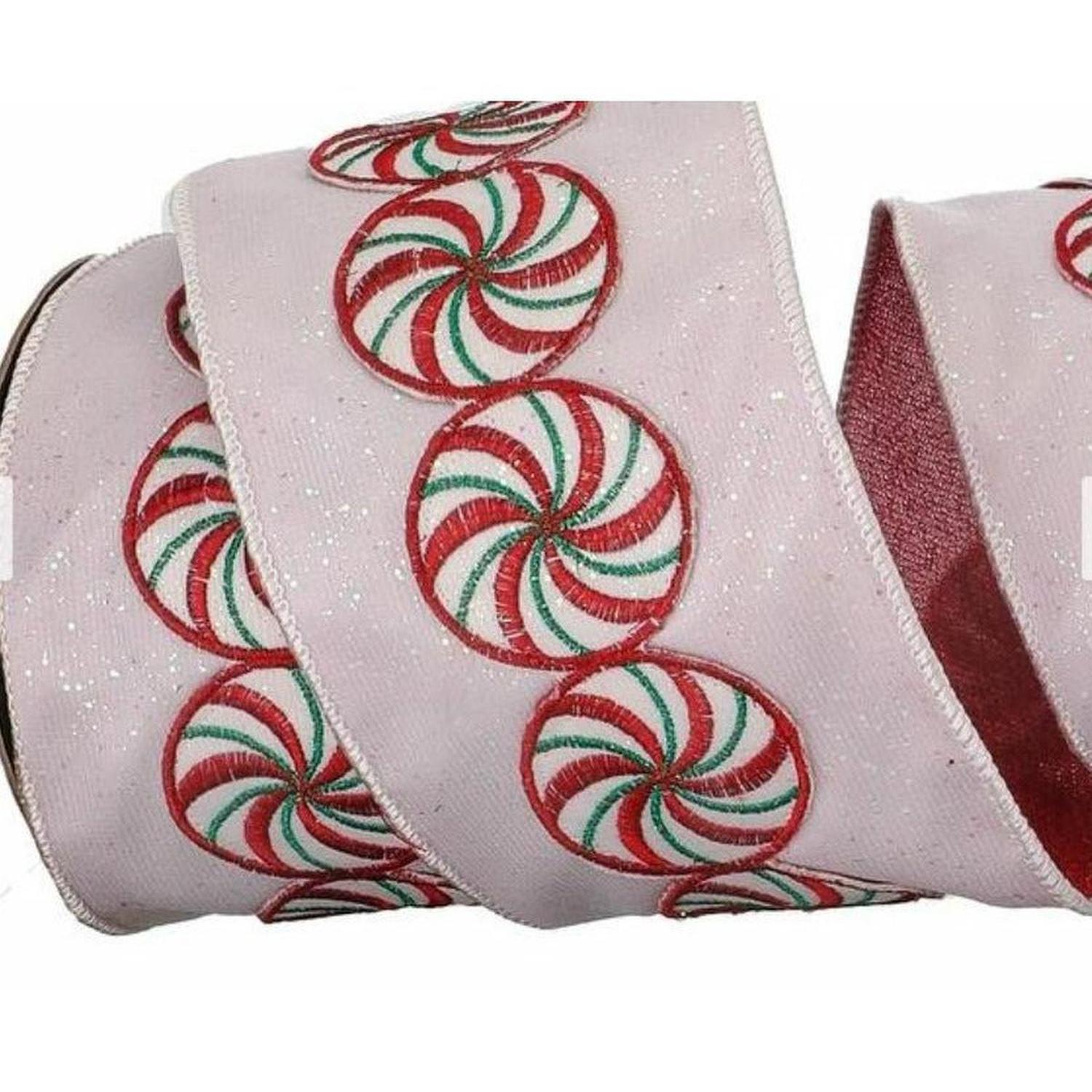Shop For 4" Peppermint Candy Disc Ribbon: Red (5 Yards) at Michelle's aDOORable Creations