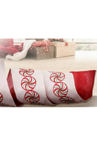 4" Peppermint Candy Disc Ribbon: Red (5 Yards) - Michelle's aDOORable Creations - Wired Edge Ribbon