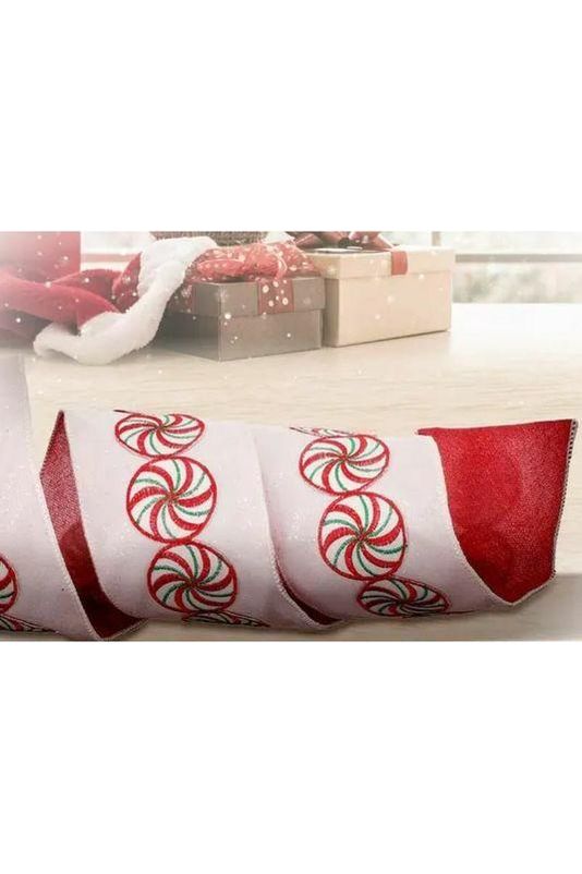 Shop For 4" Peppermint Candy Disc Ribbon: Red (5 Yards) at Michelle's aDOORable Creations