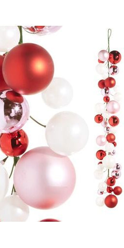 4' Pink, Red and White Ball Garland - Michelle's aDOORable Creations - Garland