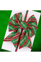 4" Plaid Dupioni Verde Diagonal Ribbon: Red/Green (10 Yards) - Michelle's aDOORable Creations - Wired Edge Ribbon