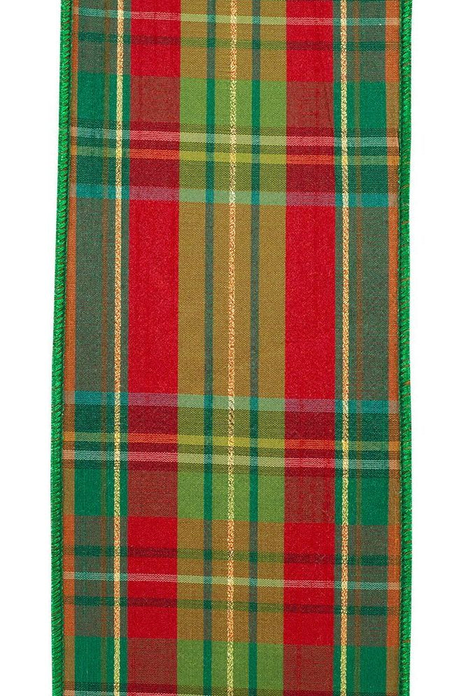 Shop For 4" Plaid Verde Traditional Deluxe Ribbon: Green/Red (5 Yards) 94260W-592-10D