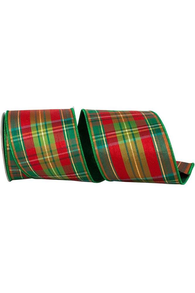 Shop For 4" Plaid Verde Traditional Deluxe Ribbon: Green/Red (5 Yards) at Michelle's aDOORable Creations