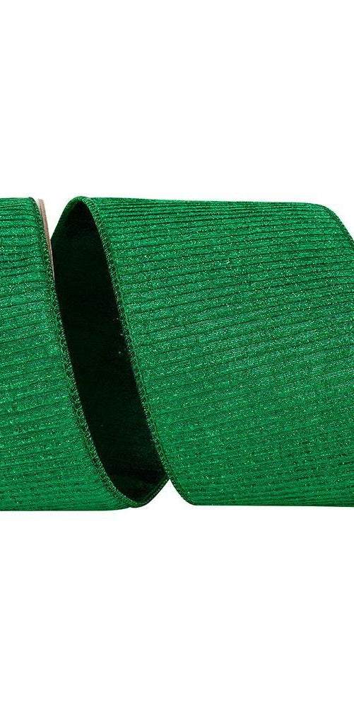 4" Pleated Metallic Lux Ribbon: Emerald Green (10 Yards) - Michelle's aDOORable Creations - Wired Edge Ribbon