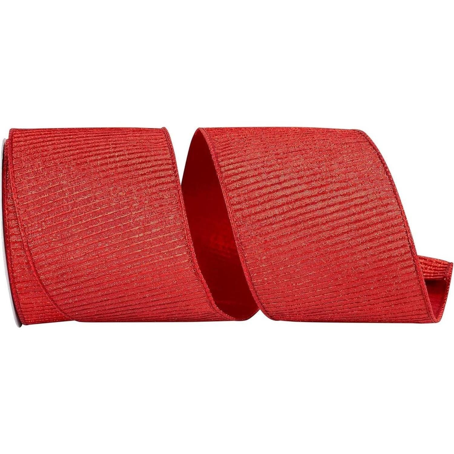 4" Pleated Metallic Lux Ribbon: Red (10 Yards)