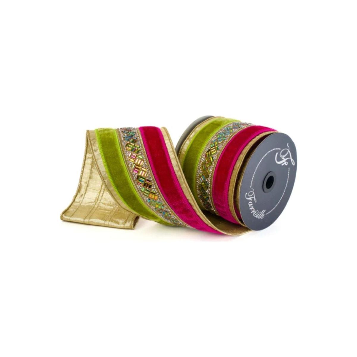 Shop For 4" Plush Jubilee Gem Ribbon: Hot Pink/Lime (5 Yards) at Michelle's aDOORable Creations