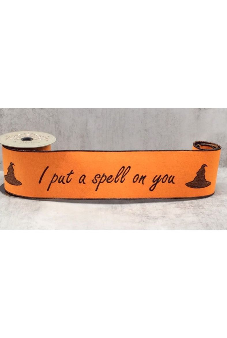 4" Put a Spell On Your Felt Ribbon: Orange (5 Yards) - Michelle's aDOORable Creations - Wired Edge Ribbon