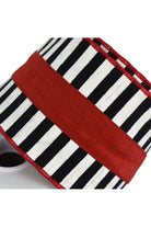 4" Red Faux Stripe Dupioni Ribbon: Black/White (10 Yards) - Michelle's aDOORable Creations - Wired Edge Ribbon