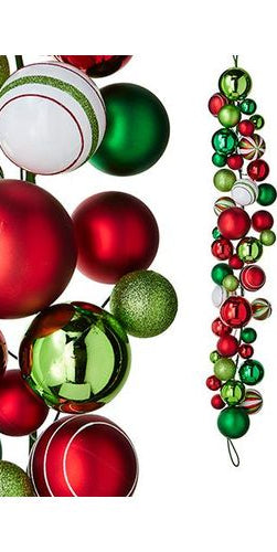 4' Red, Green and White Ball Garland - Michelle's aDOORable Creations - Garland