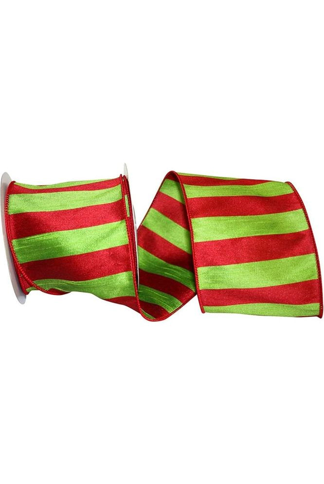 Shop For 4" Striped Dupioni Cindy Ribbon: Red/Green (10 Yards) 92998W-603-10F