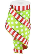 Shop For 4" Striped Edge Polka Dot Ribbon: Red, Green & White (10 Yards) RG87824M