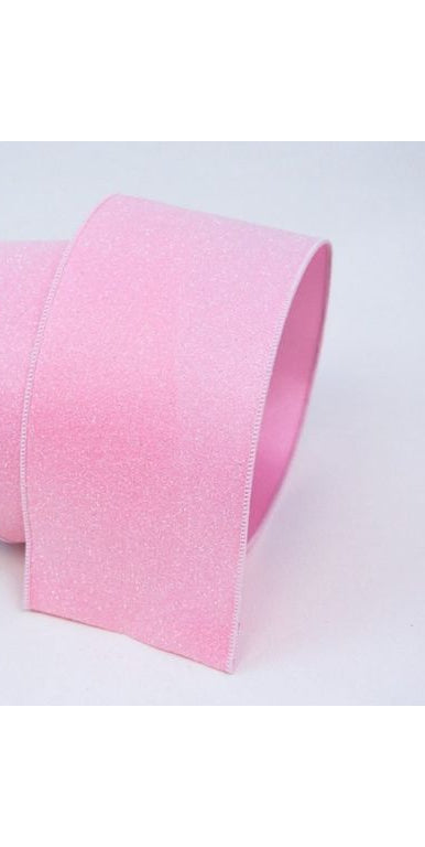 4" Sugar Candy Ribbon: Light Pink (10 Yards) - Michelle's aDOORable Creations - Wired Edge Ribbon
