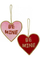 4" Velvet Embroidered Hearts: Be Mine (2 Asst) - Michelle's aDOORable Creations - Holiday Ornaments